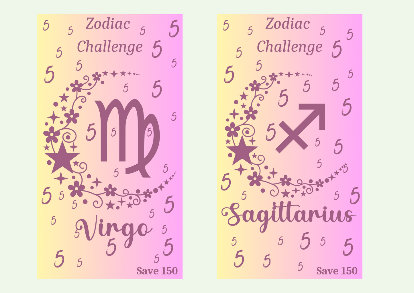 Zodiac Bundle ~ Savings Challenge Bundle ~ 12 x A6 Digital Savings Challenges