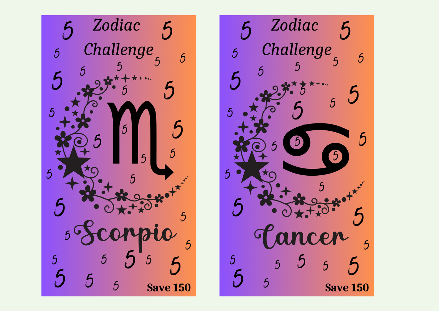 Zodiac Bundle ~ Savings Challenge Bundle ~ 12 x A6 Digital Savings Challenges