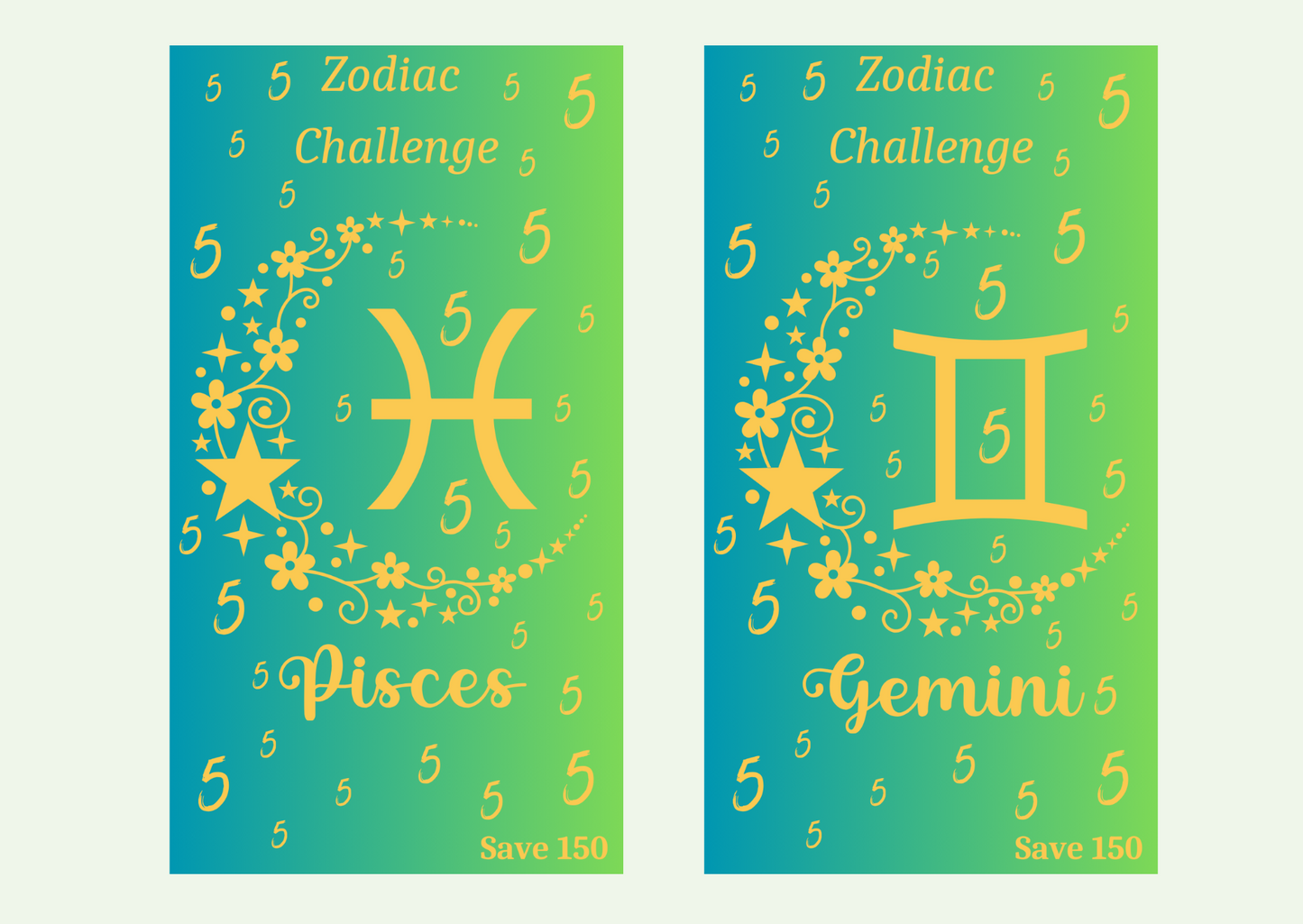 Zodiac Bundle ~ Savings Challenge Bundle ~ 12 x A6 Digital Savings Challenges