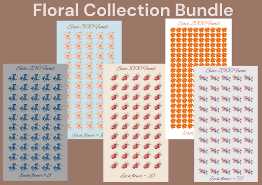 Floral Bundle ~ Savings Challenge Bundle ~ 5 A6 Digital Savings Challenges