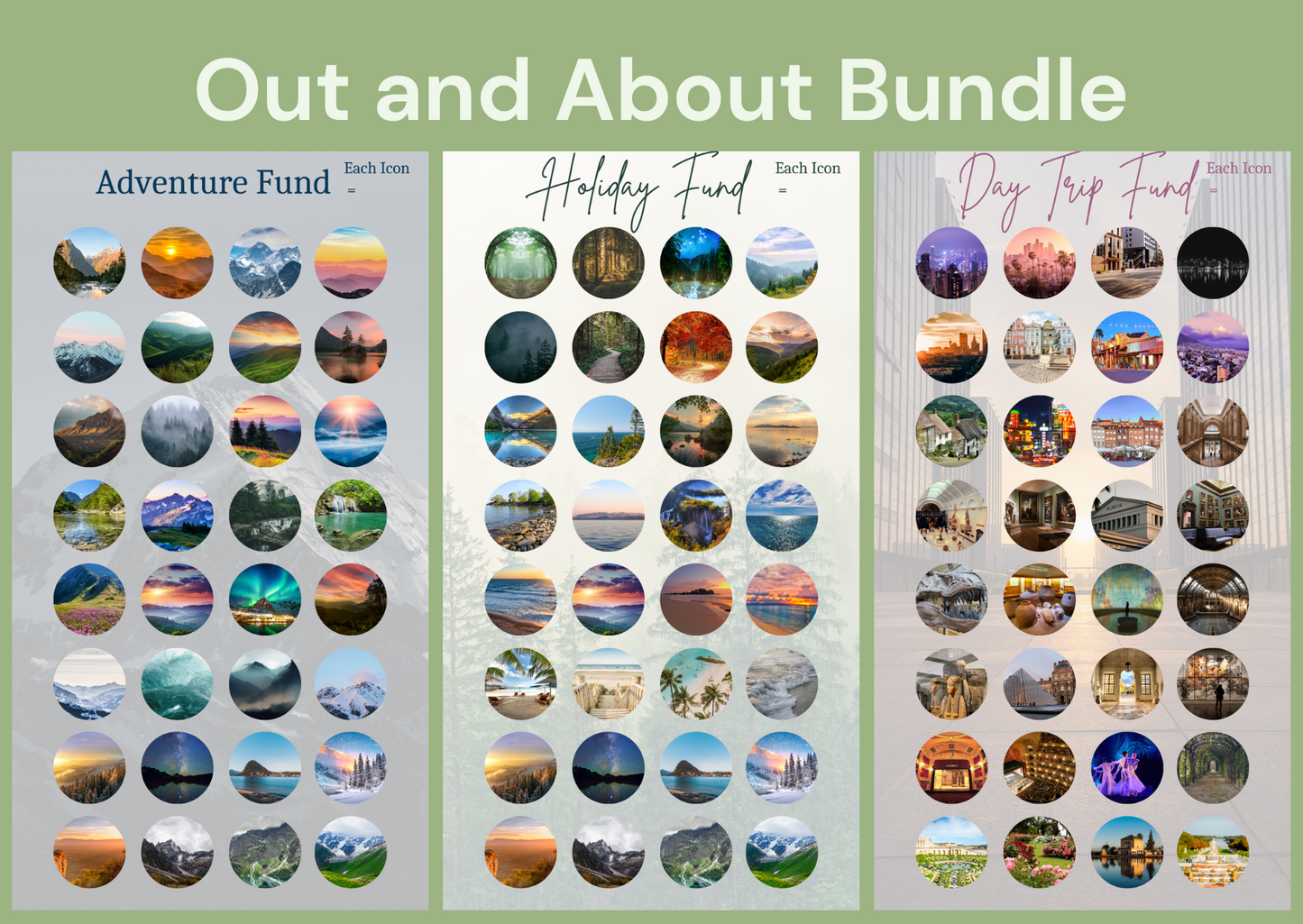 Out and About Sinking Fund Bundle ~ Savings Challenge Bundle ~ 3 A6 Digital Savings Challenges